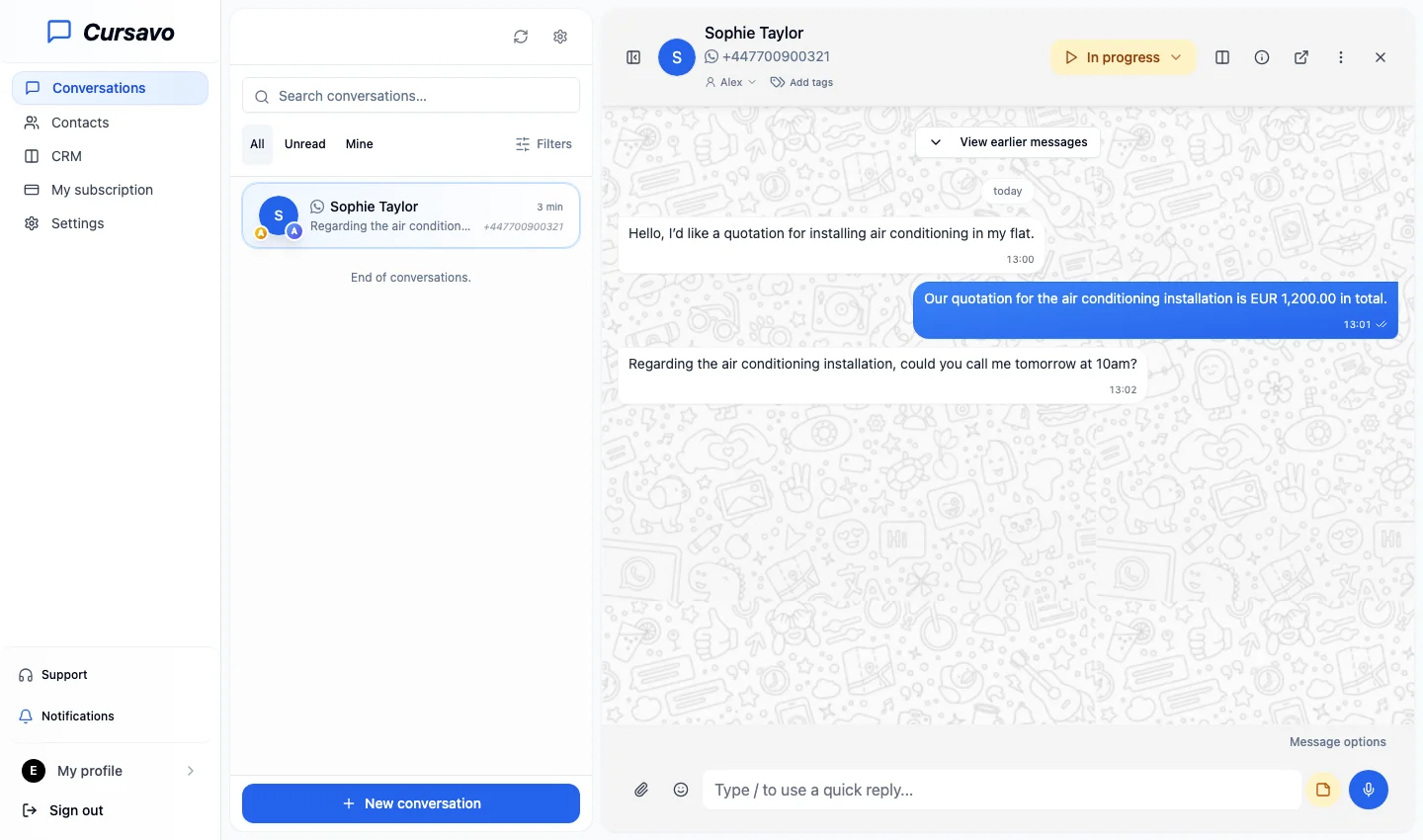 The conversation and the customer, together.