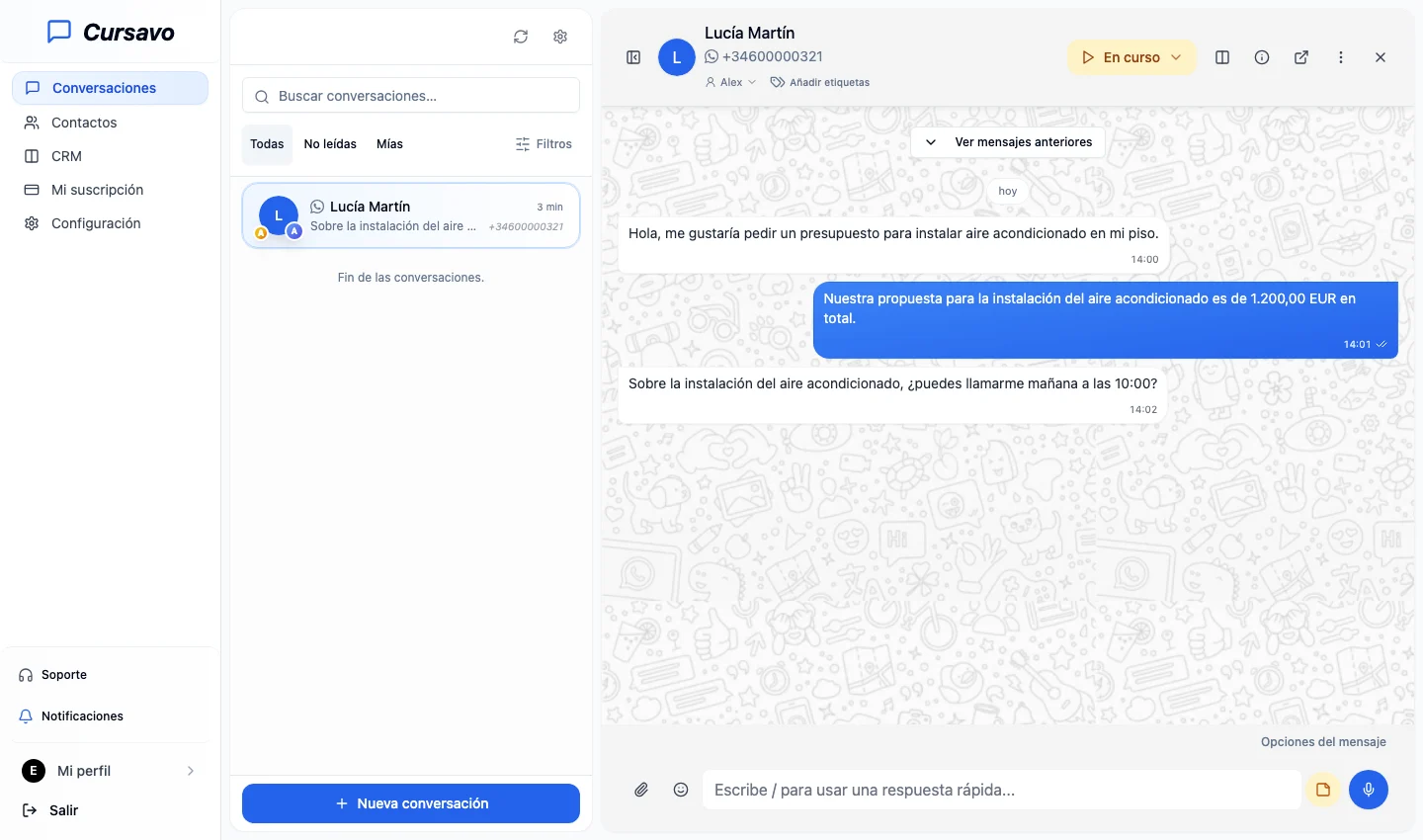 La conversación y el cliente, juntos.